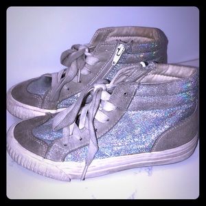Zara girls iridescent high top sneakers size 12.5